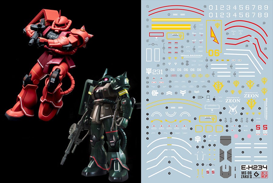 C60 HGUC Revive Zaku II Char's & Real Type Decal Sheet – USA