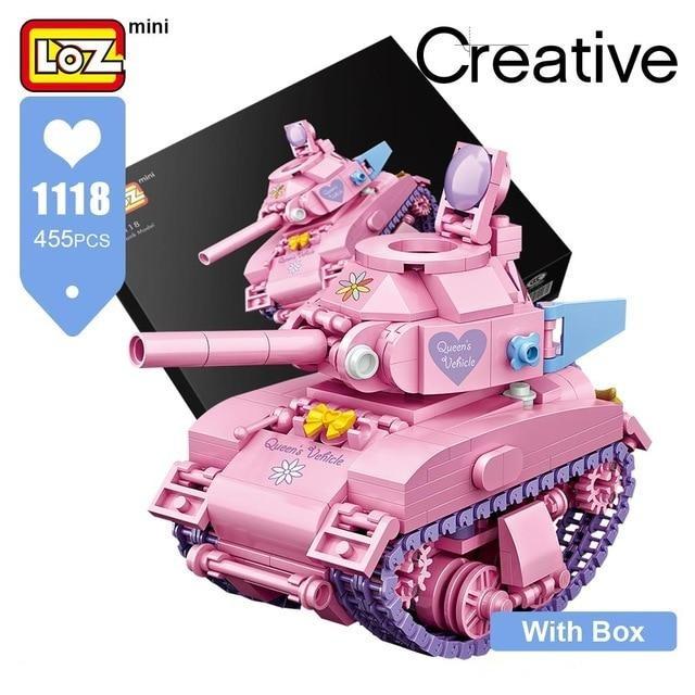 LOZ MINI Blocks Building Toys Girls Puzzle Pink Tank Model Gift 1118(no box)