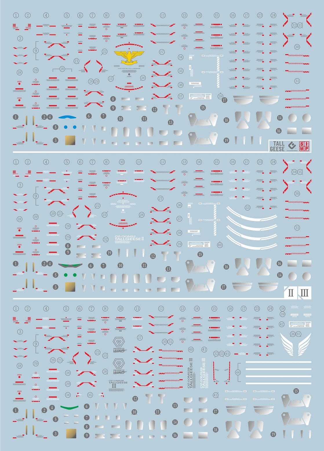 C21 RG Tallgeese I, II, & III Water Decal Sheet – USA Gundam Store