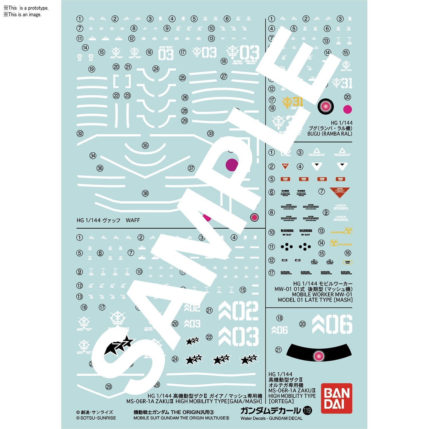 Gundam Decal 119 Mobile Suit Gundam The Origin Multiuse 