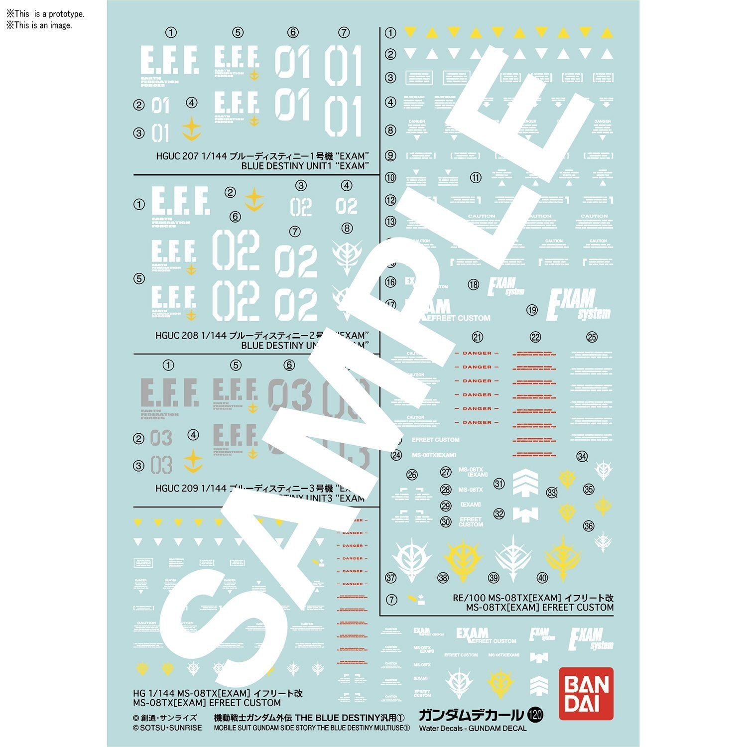 Gundam Decal 120 Mobile Suit Gundam Side Story The Blue Destiny 